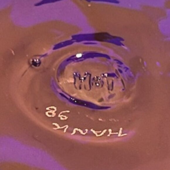 Hot Glass Works 11" Cobalt Blue Lily Pad Abstract Vase - Picture 11 of 12